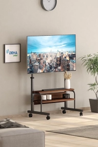 Frenli Tekerlekli Yükseklik Ayarlı TV Duvar Paneli  Tv Standı Konsol Hareketli Televizyon Ünitesi